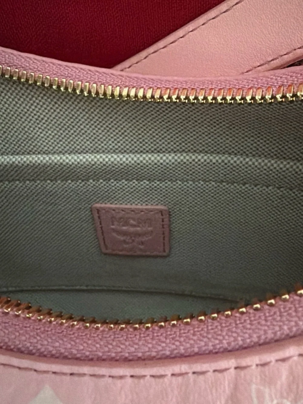 MCM Pink Shoulder Hobo with Gold Chain